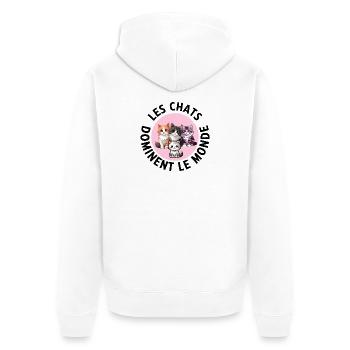 Les chats dominent le monde conspiration des chats - Veste à capuche bio Premium Unisexe - blanc - Dos - Thijin (182cm)