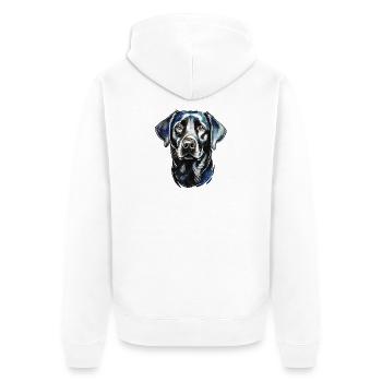 Labrador Retriever Portrait - Unisex Premium Organic Zip Hoodie - white - Back - Thijin (182cm)