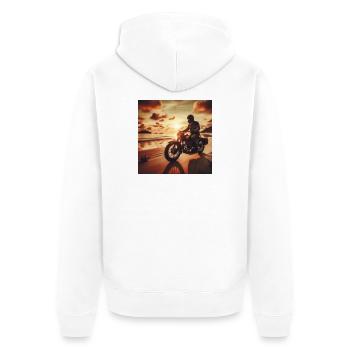 Motorcycle Old Sunset 3 - Unisex Premium Organic Zip Hoodie - white - Back - Thijin (182cm)