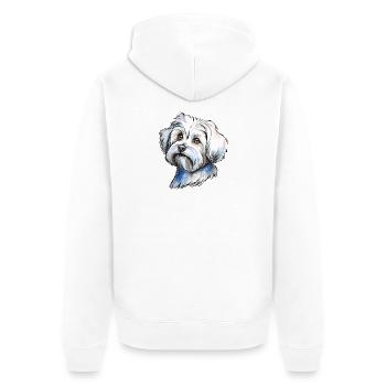 Maltese Portrait - Unisex Premium Organic Zip Hoodie - white - Back - Thijin (182cm)
