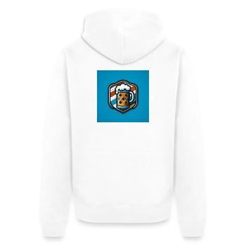 Bier Logo 1 - Unisex Premium Bio Zip Hoodie - Weiß - Hinten - Thijin (182cm)