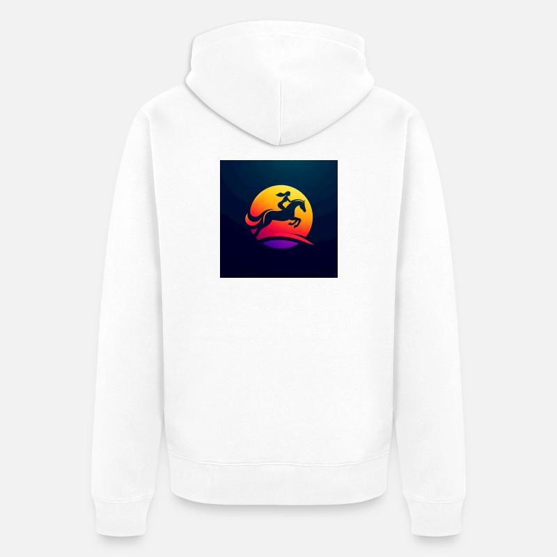 Reiterin auf Pferd 1 - Unisex Premium Bio Zip Hoodie - Weiß
