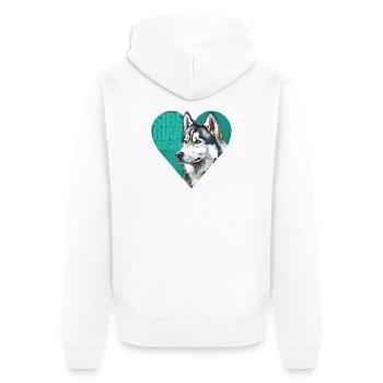 Sibirischer Husky Portrait - Unisex Premium Bio Zip Hoodie - Weiß - Hinten - Thijin (182cm)