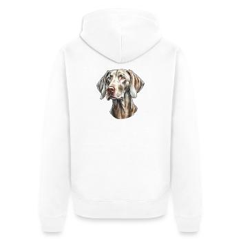 Portrait de braque de Weimar - Veste à capuche bio Premium Unisexe - blanc - Dos - Thijin (182cm)