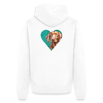 Magyar Vizsla Portrait - Unisex Premium Bio Zip Hoodie - Weiß - Hinten - Thijin (182cm)