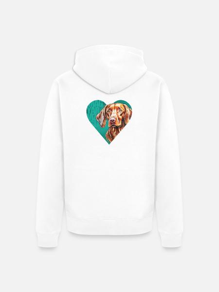 Magyar Vizsla Portrait - Unisex Premium Organic Zip Hoodie - white