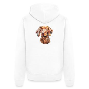 Magyar Vizsla Portrait - Unisex Premium Bio Zip Hoodie - Weiß - Hinten - Thijin (182cm)