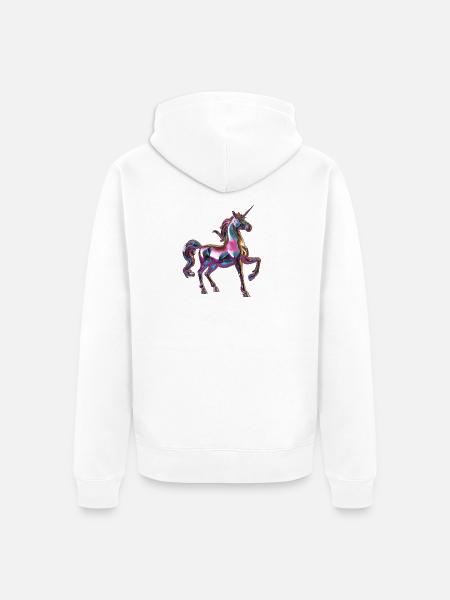 lila chormatisches Einhorn - Unisex Premium Bio Zip Hoodie - Weiß