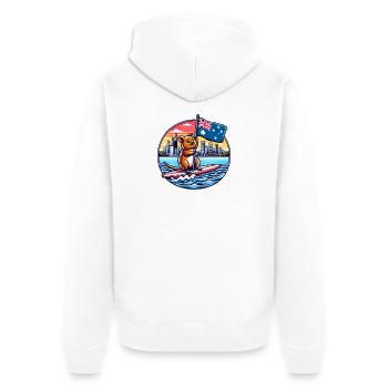 Design de surf australien Quokka - Veste à capuche bio Premium Unisexe - blanc - Dos - Thijin (182cm)