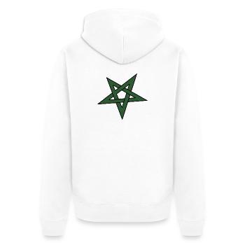 Grüner Sternenknoten - Unisex Premium Bio Zip Hoodie - Weiß - Hinten - Thijin (182cm)