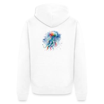 Méduse Aquarelle Coloré Tendance Animal - Veste à capuche bio Premium Unisexe - blanc - Dos - Thijin (182cm)