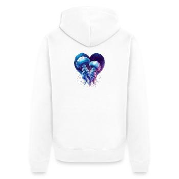 qualle herz aquarell v-day tiere liebe geschenk - Unisex Premium Bio Zip Hoodie - Weiß - Hinten - Thijin (182cm)