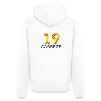 Corrèze - Unisex Premium Bio Zip Hoodie - Weiß - Hinten - Thijin (182cm)