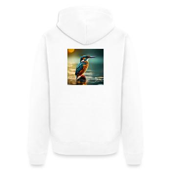 Eisvogel - Unisex Premium Bio Zip Hoodie - Weiß - Hinten - Thijin (182cm)