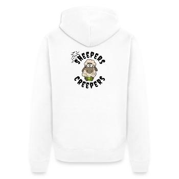 Schäfchen, Sheepers Creepers, Gruseliges Schäfchen - Unisex Premium Bio Zip Hoodie - Weiß - Hinten - Thijin (182cm)