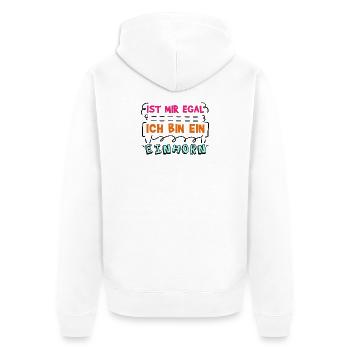 I don't care about the indifferent statement - Unisex Premium Organic Zip Hoodie - white - Back - Thijin (182cm)