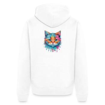Niedliche Katze - Unisex Premium Bio Zip Hoodie - Weiß - Hinten - Thijin (182cm)