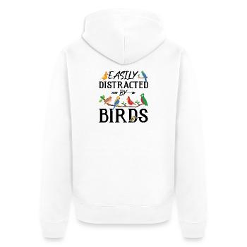 Leicht von Vögeln abgelenkt - Unisex Premium Bio Zip Hoodie - Weiß - Hinten - Thijin (182cm)