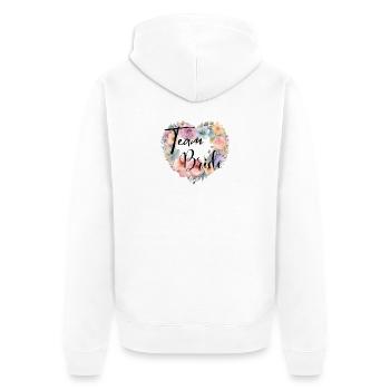 DeTeam Bride - Team Braut - Unisex Premium Bio Zip Hoodie - Weiß - Hinten - Thijin (182cm)