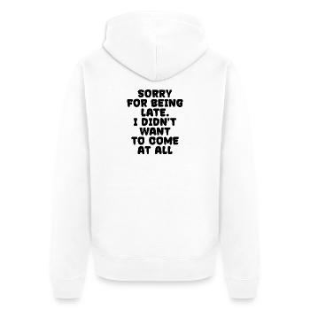 Lustige Sprüche Egal Ist Mir Wurscht Gleichgültig - Unisex Premium Bio Zip Hoodie - Weiß - Hinten - Thijin (182cm)