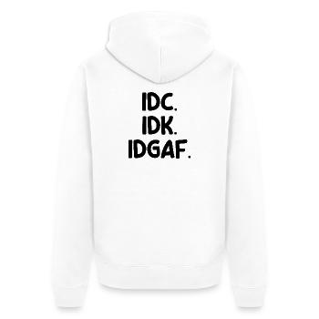 Ist Mir Wurscht Statement Egal Haltung - Unisex Premium Bio Zip Hoodie - Weiß - Hinten - Thijin (182cm)