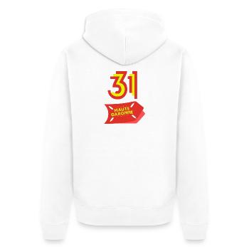 Haute-Garonne - Unisex Premium Bio Zip Hoodie - Weiß - Hinten - Thijin (182cm)