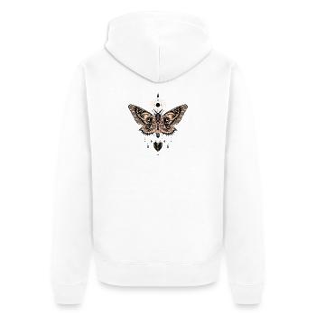 Mystical Moth and Celestial Aura Design - Unisex Premium Organic Zip Hoodie - white - Back - Thijin (182cm)