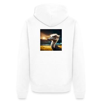 Strauß - Unisex Premium Bio Zip Hoodie - Weiß - Hinten - Thijin (182cm)