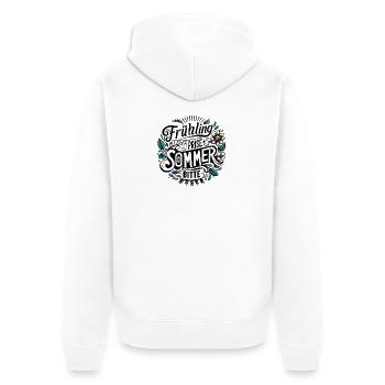 frühling mit einer prise sommer, bitte! jahreszeit - Unisex Premium Bio Zip Hoodie - Weiß - Hinten - Thijin (182cm)