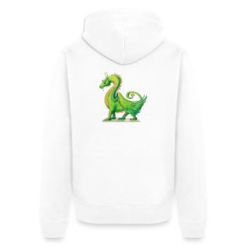 Drache Farah Zeichnung - Sonja Ariel von Staden - Unisex Premium Bio Zip Hoodie - Weiß - Hinten - Thijin (182cm)