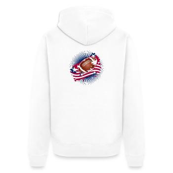 Football Graffiti Motiv mit amerikanischer Flagge - Unisex Premium Bio Zip Hoodie - Weiß - Hinten - Thijin (182cm)