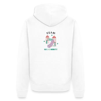 Humanity | Team Hu(iii)manity - Unisex Premium Bio Zip Hoodie - Weiß - Hinten - Thijin (182cm)