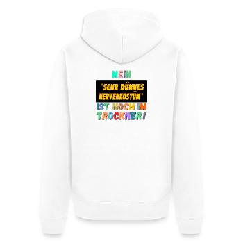LUSTIGE KARNEVALSSPRÜCHE NERVENKOSTÜM - Unisex Premium Bio Zip Hoodie - Weiß - Hinten - Thijin (182cm)