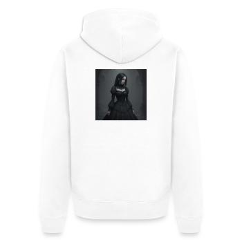 Gothic Viktorianisches Schwarzkleid - Unisex Premium Bio Zip Hoodie - Weiß - Hinten - Thijin (182cm)