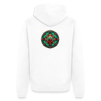 Bouddha Mandala sarcelle - Veste à capuche bio Premium Unisexe - blanc - Dos - Thijin (182cm)