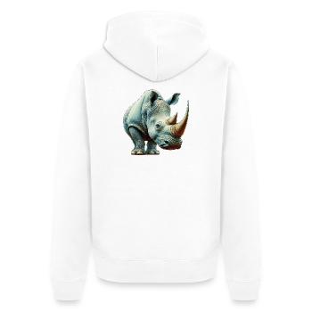 Rhinoceros - Unisex Premium Organic Zip Hoodie - white - Back - Thijin (182cm)