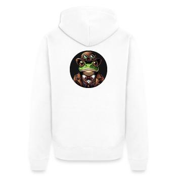 Grenouille en tenue steampunk - Veste à capuche bio Premium Unisexe - blanc - Dos - Thijin (182cm)