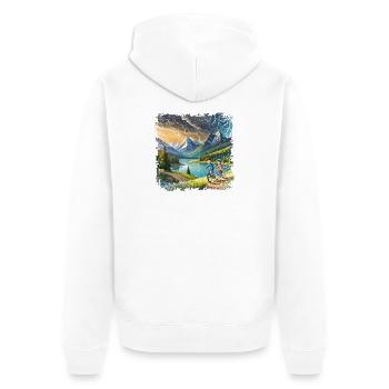 Children on bicycles in mountain landscape - Unisex Premium Organic Zip Hoodie - white - Back - Thijin (182cm)
