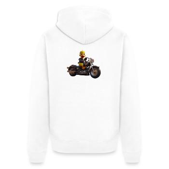 Duck Biker - Unisex Premium Bio Zip Hoodie - Weiß - Hinten - Thijin (182cm)
