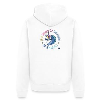 Badass unicorn - Unisex Premium Organic Zip Hoodie - white - Back - Thijin (182cm)