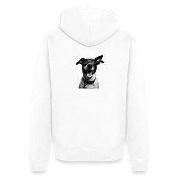 Playful Pup Portrait - Unisex Premium Organic Zip Hoodie - white - Back - Thijin (182cm)