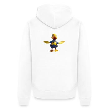 Schicke Ente im Schal - Unisex Premium Bio Zip Hoodie - Weiß - Hinten - Thijin (182cm)