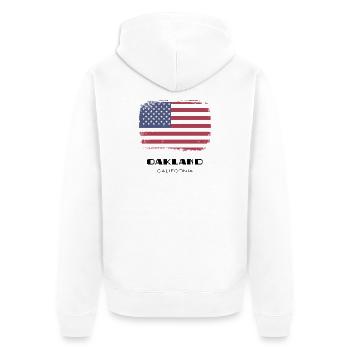 Oakland, California, USA - Unisex Premium Bio Zip Hoodie - Weiß - Hinten - Thijin (182cm)