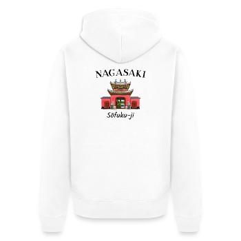 Sofuku-ji Temple, Nagasaki Japan, hand drawing - Unisex Premium Organic Zip Hoodie - white - Back - Thijin (182cm)