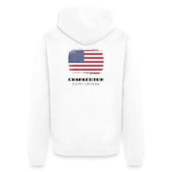 Charleston, South Carolina, USA - Unisex Premium Bio Zip Hoodie - Weiß - Hinten - Thijin (182cm)