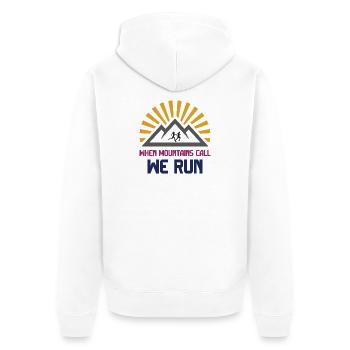 Trail Runners - Quand la montagne vous appelle - We Run - Veste à capuche bio Premium Unisexe - blanc - Dos - Thijin (182cm)