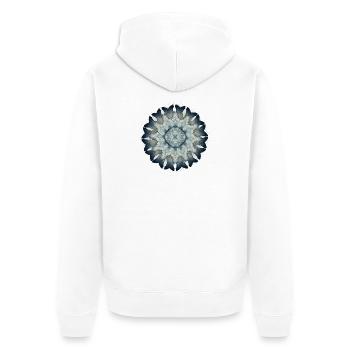 Schmetterlingsflügel Ornament in zarten Blautönen - Unisex Premium Bio Zip Hoodie - Weiß - Hinten - Thijin (182cm)