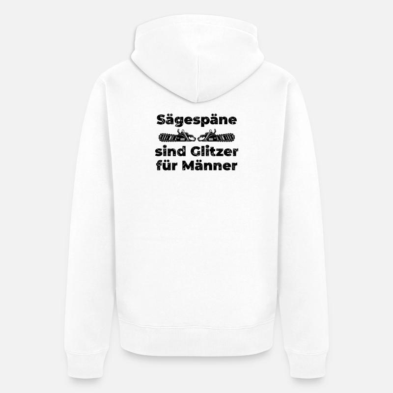 Scie bûcheron sciure déclaration boiseries - Veste à capuche bio Premium Unisexe - blanc