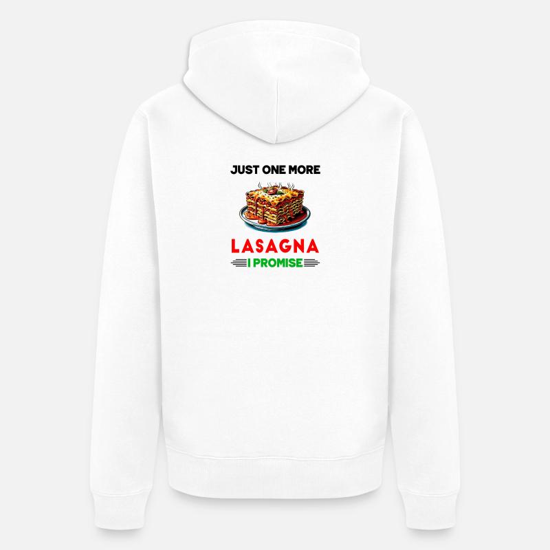 Nur noch eine Lasagne, versprochen - Unisex Premium Bio Zip Hoodie - Weiß