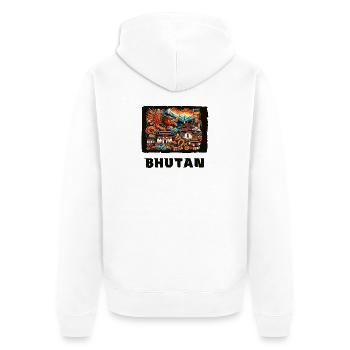Bhutan Thimphu Dragon South Asia - Unisex Premium Organic Zip Hoodie - white - Back - Thijin (182cm)